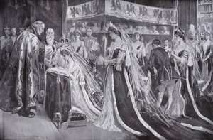 Korunovace královny Alexandry, choť krále Edwarda VII., arcibiskupem z Yorku, Westminster Abbey, Londýn od Frederick Henry Townsend