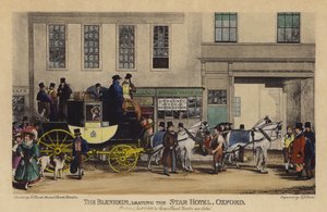 The Blenheim, Leaving the Star Hotel, Oxford (barevná rytina)