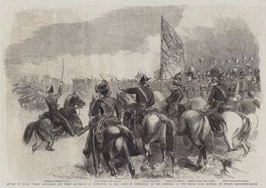 Recenze Royal Horse Artillery and Field Batteries ve Woolwichi, vévodou z Cambridge, za přítomnosti velkovévody Michaela z Ruska od Frederick John Skill