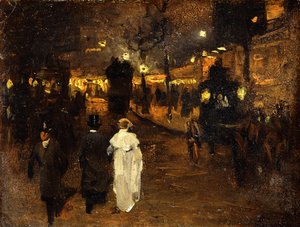 Charing Cross Road at Night, Londýn, cca 1905 (olej na palubě)