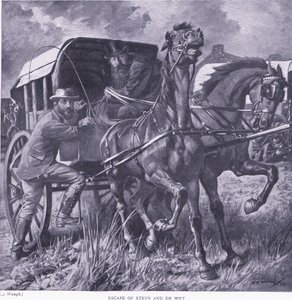 Útěk Steyna a De Wita, ilustrace z Po Pretorii: Guerilla War, 1902 od Frederick Judd Waugh