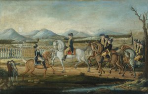 Washington Recenze západní armády ve Fort Cumberland, Maryland, po roce 1795.