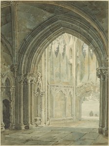 Interiér severní verandy St Mary Redcliffe od Frederick Mackenzie