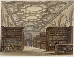 Interiér veřejné knihovny, Cambridge, z 