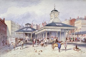 Pohled na Newgate Market na Paternoster Square, City of London, 1836.