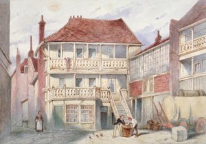 Pohled na French Horn Tavern, Holborn, Londýn, 1840