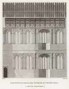 Povýšení části interiéru Crosby Hall od Frederick Nash