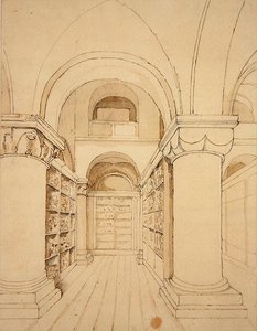 Vnitřní pohled na kapli sv. Jana, Tower of London, kolem roku 1810 (pero a inkoust na papíře)
