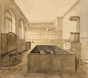 Kaple, věznice Newgate (akvarel) od Frederick Nash