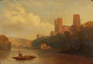 Durham from the River (olej na plátně) od Frederick Richard (manner of) Lee