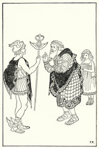 Midas vnímal postavu cizince stojícího v místnosti (litho) od Frederick Richardson