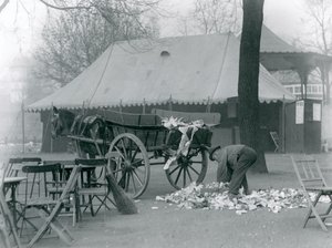 Úklid po svátku v londýnské zoo v roce 1924 (černobílá fotografie) od Frederick William Bond