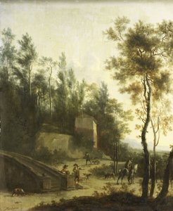 Italská krajina s lovci od Frederick de (manner of) Moucheron