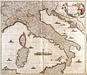 Mapa Itálie, Korsiky a Sardinie (lept od Frederick de Wit