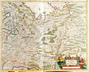 Mapa Ruska, kolem města Moskvy (lept od Frederick de Wit