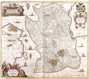 Mapa Scany (Švédsko) (lept od Frederick de Wit