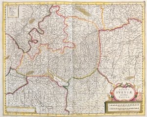 Mapa Švábska (Německo) (lept od Frederick de Wit