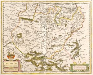 Mapa Durynska (Německo) (lept od Frederick de Wit