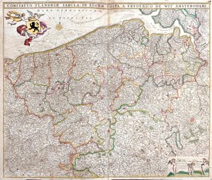 Mapa hraběte z Flander (Francie a Belgie) (lept od Frederick de Wit
