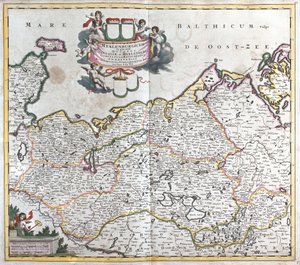 Mapa vévodství Mecklenburg Schwerin (Německo) (lept od Frederick de Wit