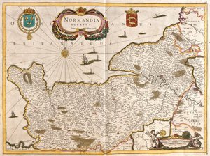 Mapa vévodství Normandie (Francie) (lept od Frederick de Wit