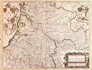 Mapa vlády Guyenne a Gascogne (Francie) (lept od Frederick de Wit