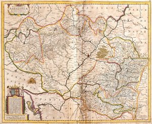 Mapa Aragonského království (Španělsko) (lept od Frederick de Wit