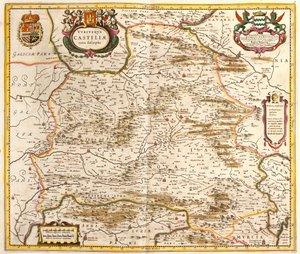 Mapa Kastilského království (Španělsko) (lept od Frederick de Wit