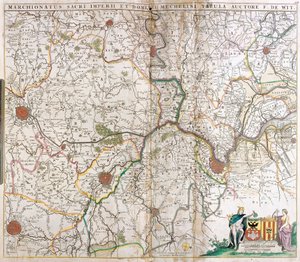 Mapa markýzů Svaté germánské říše a lordstva Mechelen (Nizozemsko) (lept od Frederick de Wit
