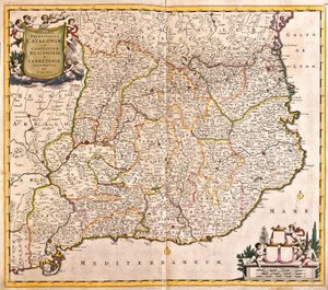 Mapa Principauta Katalánska (Španělsko) (lept od Frederick de Wit