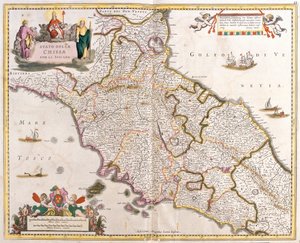 Mapa církevních států v Toskánsku (Itálie) (lept od Frederick de Wit