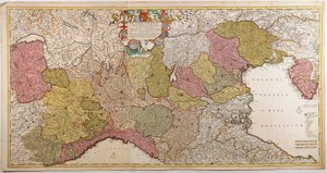 Severní Itálie. Mapa Frederika de Wita, Amsterdam, mědirytina. 1705 od Frederick de Wit