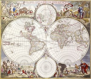 Mapa světa z Atlas Maior, c.1705