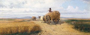 Wheatfield, cca 1868, obraz Federica Rossana (1835-1912), olej na plátně, 30x73 cm od Frederico Rossano