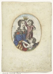 Madona s dítětem a andělem v oválu od Frederik Bouttats (de Jonge) (attributed to)