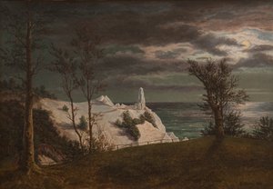 Letní věž na útesech ostrova Møn. Měsíční svit, 1831