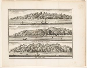 Několik VOC posílení na Ceram Laäla od Compagnies Sagoe-bosch / Loehoe a Fortres Overburg / Vesnice Saway (název na objektu)