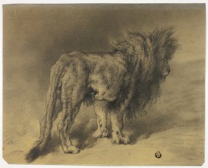 Stojící lev s huňatou hřívou od Frederik William Zurcher