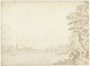 Pohled na město na řece (Dunaj?) od Frederik van Valckenborch