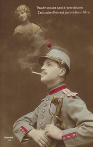 Mladý voják snící o své lásce (zabarvená fotografie) od French Photographer