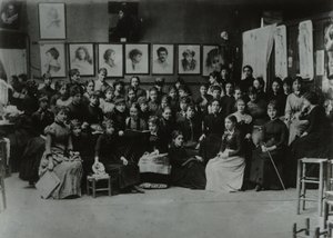 Academie Julian, Paříž, skupina studentů umění od French Photographer