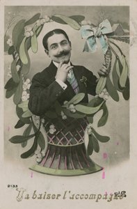 Doplněno Polibkem, pohlednice zaslaná v roce 1913 (ručně kolorovaná fotografie) od French Photographer