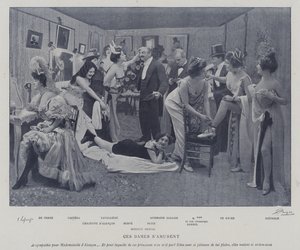 Herečky se baví v šatnách divadla Theatre des Varietes v Paříži (čb foto) od French Photographer