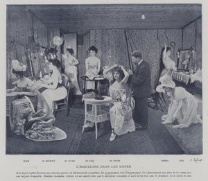 Herečky v šatnách Theatre des Varietes, Paříž (č/b foto) od French Photographer