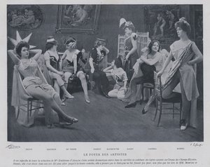 Herečky v zelené místnosti v Theatre des Varietes, Paříž (č/b foto) od French Photographer