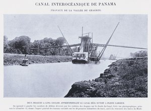 Panamský mezioceánský průplav, Chagres Valley Works (černobílá fotografie) od French Photographer