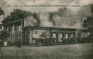 Dax - pramen teplé vody (denní průtok: 2400000 litrů při 64 stupních Celsia). Pohlednice odeslána v roce 1913. od French Photographer