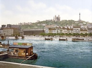 Fourviere ze St. Antoine Quay, Lyons, hospoda. c.1900 od French Photographer