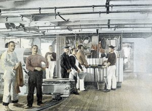 Francouzské námořnictvo, konec 19. století: Kuchyně důstojníků - Bibl. des Arts deco. od French Photographer
