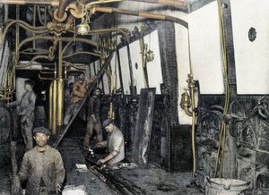 Francouzské námořnictvo, konec 19. století: čištění nákladních prostor a kotelen - Bibl. des Arts deco. od French Photographer